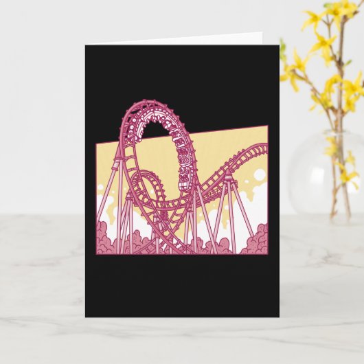Grappige Achterbaan Pretpark Cadeau Kaart (Gele Bloem)