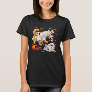 Grappige Achterwaartse Geest Hond Halloween Kostuu T-shirt