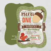 Grappige Acorn; Woodland Squirrel Verjaardagsfeest Kaart (Voorkant / Achterkant)