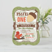 Grappige Acorn; Woodland Squirrel Verjaardagsfeest Kaart (Staand voorkant)