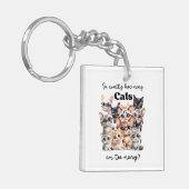 Grappige Acryl Kat Sleutelhanger (Voorkant Links)