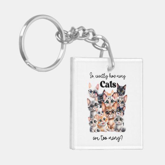 Grappige Acryl Kat Sleutelhanger (Voorkant Links)