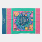 Grappige act My Age Quote Floral Roze Naam Theedoek (Horizontaal)