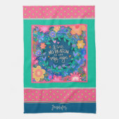 Grappige act My Age Quote Floral Roze Naam Theedoek (Verticaal)