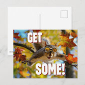 Grappige actie eekhoorn Briefkaart "Get Some" (Voorkant / Achterkant)