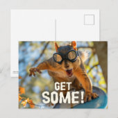 Grappige actie eekhoorn Briefkaart "Get Some" (Voorkant / Achterkant)