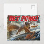 Grappige actie eekhoorn Briefkaart "Get Some" (Voorkant / Achterkant)
