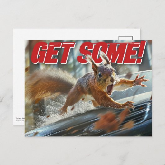 Grappige actie eekhoorn Briefkaart "Get Some" (Voorkant / Achterkant)