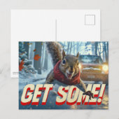 Grappige actie eekhoorn Briefkaart "Get Some" (Voorkant / Achterkant)