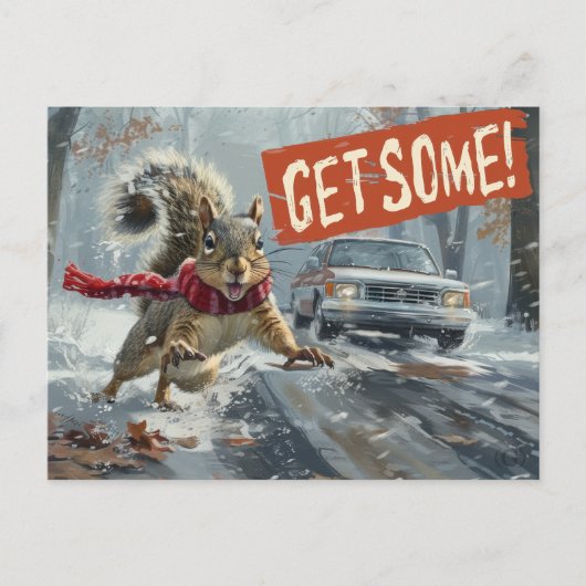 Grappige actie eekhoorn Briefkaart "Get Some" (Voorkant)