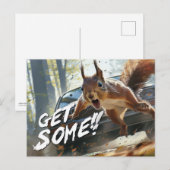 Grappige actie eekhoorn Briefkaart "Get Some" (Voorkant / Achterkant)