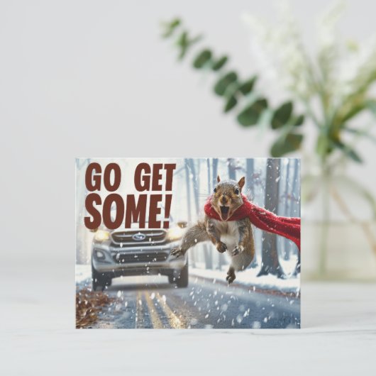 Grappige actie eekhoorn Briefkaart "Get Some" (Staand voorkant)