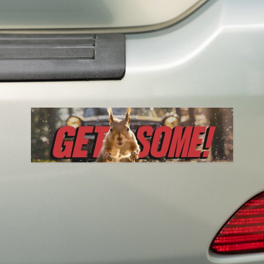 Grappige actie eekhoorn Bumpersticker "Get Some" (Op auto)