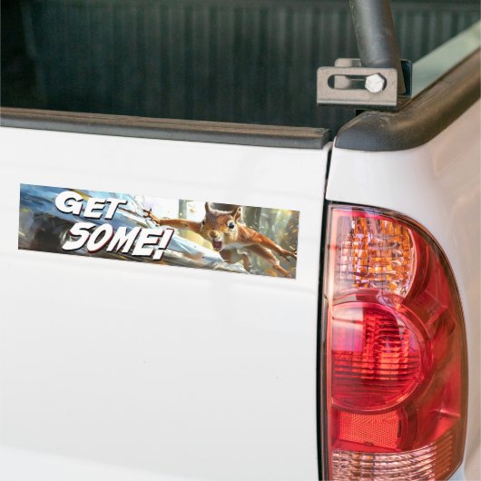 Grappige actie eekhoorn Bumpersticker "Get Some" (Op Truck)