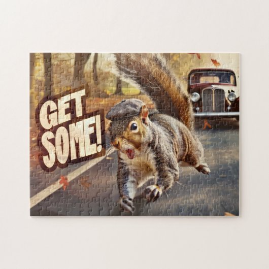 Grappige actie Eekhoorn Jigsaw puzzel "Get Some" (Horizontaal)