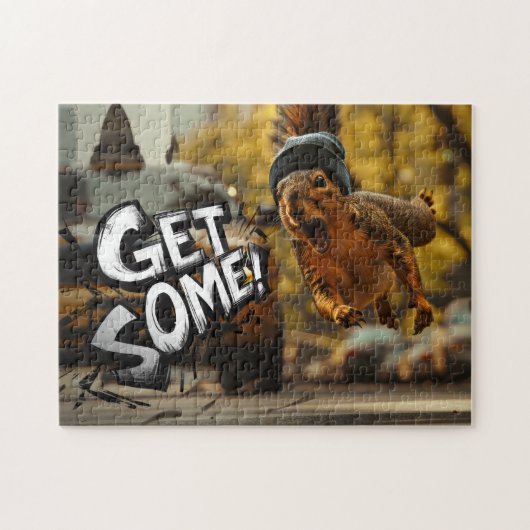 Grappige actie Eekhoorn Jigsaw puzzel "Get Some" (Horizontaal)