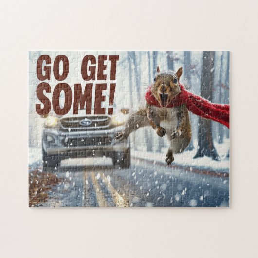 Grappige actie Eekhoorn Jigsaw puzzel "Get Some" (Horizontaal)