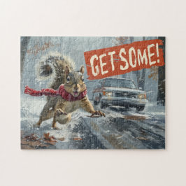 Grappige actie Eekhoorn Jigsaw puzzel "Get Some"