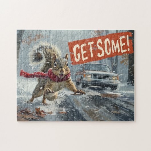 Grappige actie Eekhoorn Jigsaw puzzel "Get Some" (Horizontaal)