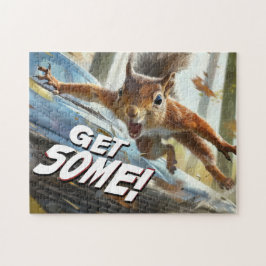 Grappige actie Eekhoorn Jigsaw puzzel "Get Some"
