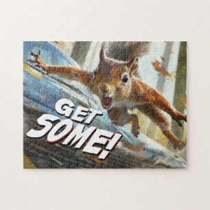 Grappige actie Eekhoorn Jigsaw puzzel "Get Some"