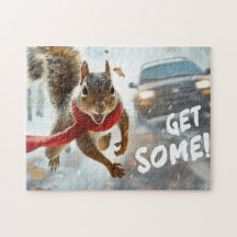 Grappige actie Eekhoorn Jigsaw puzzel "Get Some"