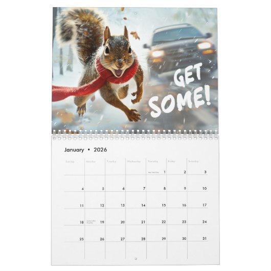 Grappige Actie Eekhoorn Kalender 2025 "Get Some" (Jan 2026)