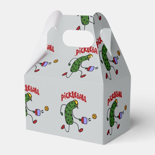 Grappige Actie Pickle Spelen Pickleball Cartoon Bedankdoosjes (Achterkant)