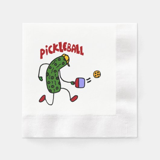 Grappige Actie Pickle Spelen Pickleball Cartoon Servet (Voorkant)