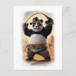 Grappige Actieheld Panda Film op een Witte Feestdagenkaart