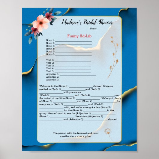 Grappige Ad-Lib Spel Bruiloft Poster (Voorkant)