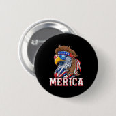 Grappige Adelaar Mullet 4 juli VS Amerikaanse Vlag Ronde Button 5,7 Cm (Voorkant /achterkant)