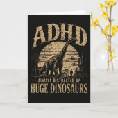 Grappige ADHD Altijd Afgeleide Door Enorme Dinosau Kaart (Gele Bloem)