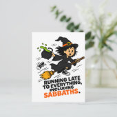Grappige ADHD Heks Die Te Laat Is Halloween Briefkaart (Staand voorkant)