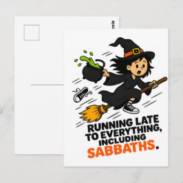 Grappige ADHD Heks Die Te Laat Is Halloween Briefkaart