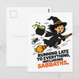 Grappige ADHD Heks Die Te Laat Is Halloween  Briefkaart