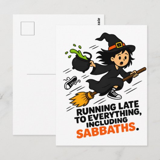 Grappige ADHD Heks Die Te Laat Is Halloween Briefkaart (Voorkant / Achterkant)