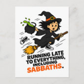 Grappige ADHD Heks Die Te Laat Is Halloween Briefkaart (Voorkant)