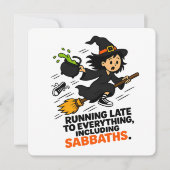Grappige ADHD Heks Te Laat Halloween Kaart (Voorkant)