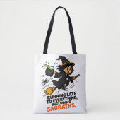 Grappige ADHD Heks Te Laat Halloween Tote Bag (Voorkant)