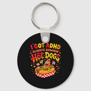 Grappige Adhd Hotdog Citaat Kreeg Adhd Bij Het Ete Sleutelhanger