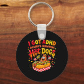 Grappige Adhd Hotdog Citaat Kreeg Adhd Bij Het Ete Sleutelhanger (Voorkant)