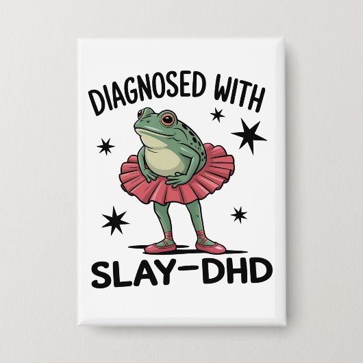 Grappige ADHD Kikker Neurodivergente Meme Y2K Frog Button (Voorkant)