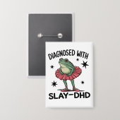 Grappige ADHD Kikker Neurodivergente Meme Y2K Frog Button (Voorkant / Achterkant)