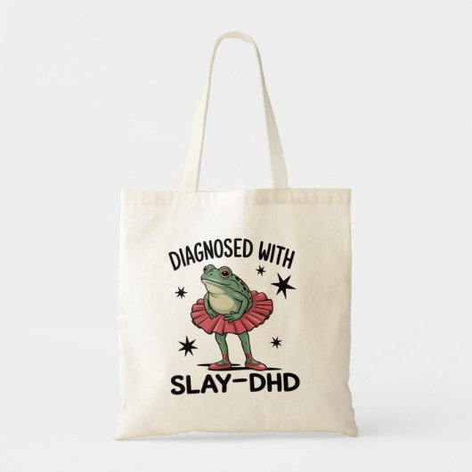 Grappige ADHD Kikker Neurodivergente Meme Y2K Frog Tote Bag (Voorkant)