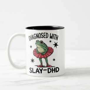 Grappige ADHD Kikker Neurodivergente Meme Y2K Frog Tweekleurige Koffiemok