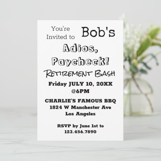 GRAPPIGE Adios, Paycheck Papa Pensioenfeest Kaart (Staand voorkant)