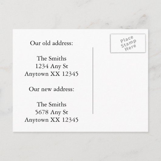 Grappige adreswijziging Kaart: Tin Roof Aankondigingskaart (Achterkant)