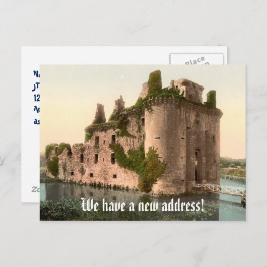 Grappige adreswijziging met kasteel aankondigingskaart (Voorkant / Achterkant)