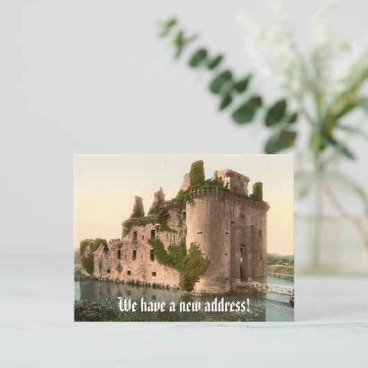 Grappige adreswijziging met kasteel aankondigingskaart (Staand voorkant)